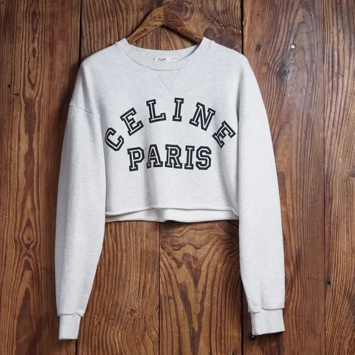 [BUNJANG] Celine Varsity Logo Cropped Sweatshirt / 셀린느 바시티 로고 크롭 스웻셔츠