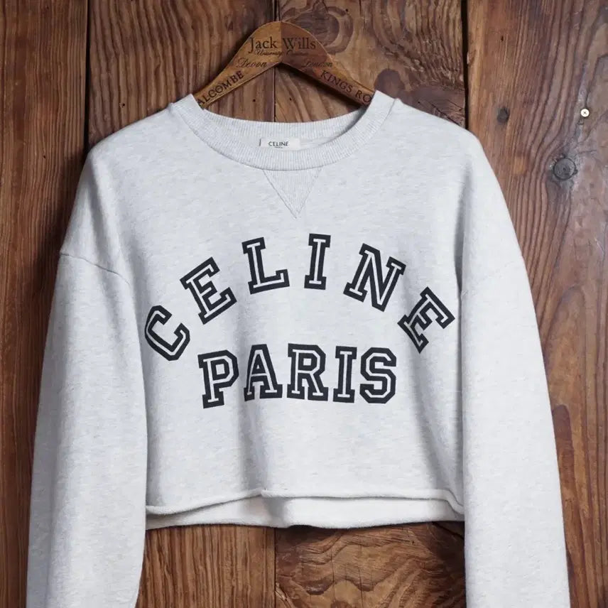 [BUNJANG] Celine Varsity Logo Cropped Sweatshirt / 셀린느 바시티 로고 크롭 스웻셔츠