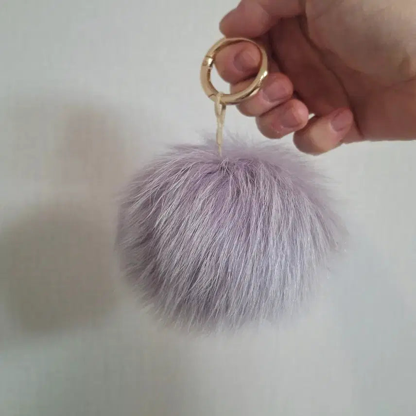 [BUNJANG] Real Fox Fur Pom-Pom Keyring / 새제품 / 연보라색 리얼 폭스퍼 키링 / 폼폼 키링 / 폭스털볼 가방 장