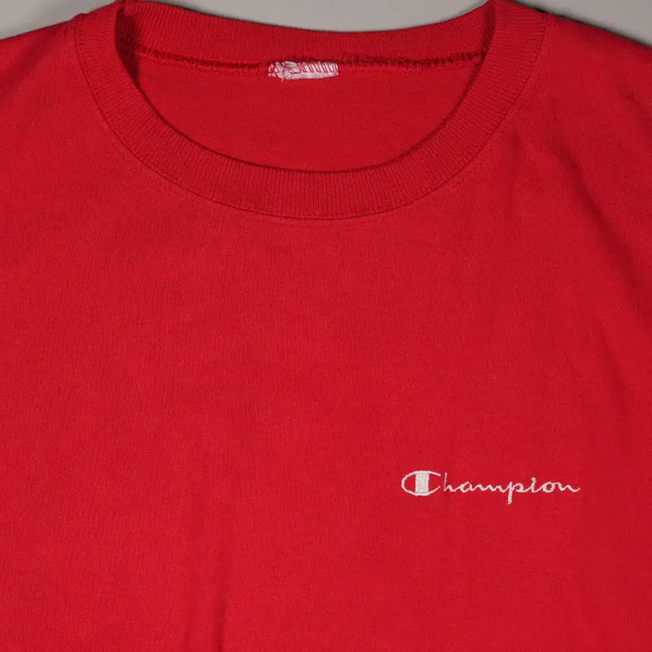 [BUNJANG] Champion Small Logo Red Sweatshirt / 챔피온 스몰로고 레드 맨투맨 스웻셔츠 L사이즈