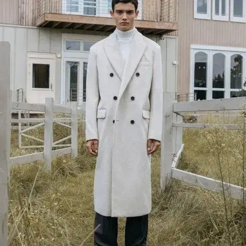 [BUNJANG] Decolozo Long Coat Oatmeal Ivory XL / 데꼬로소 롱코트 오트밀 화이트 아이보리 XL