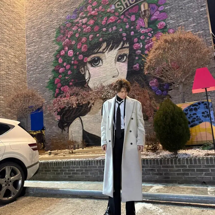 [BUNJANG] Decolozo Long Coat Oatmeal Ivory XL / 데꼬로소 롱코트 오트밀 화이트 아이보리 XL