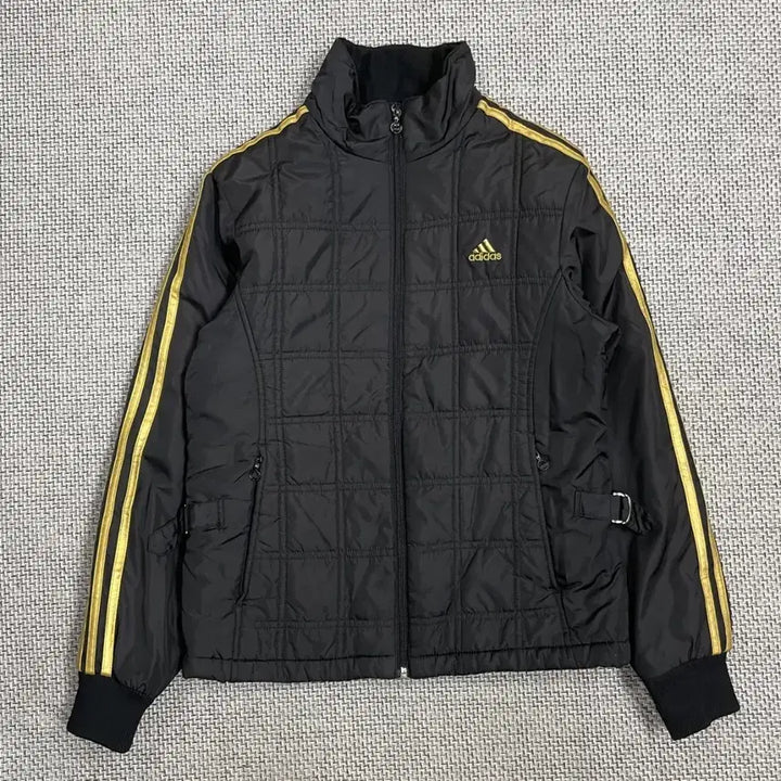 [BUNJANG] Adidas Black Gold Three Stripes Padded Jacket / 아디다스 블랙 금장 삼선 패딩 자켓