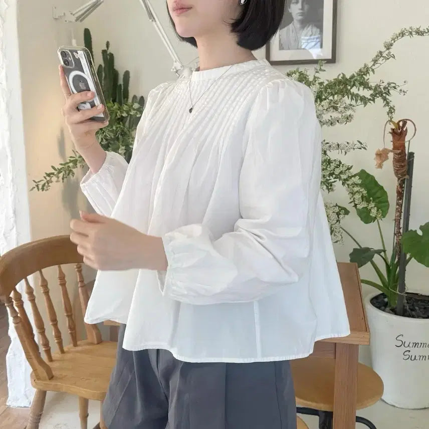 [BUNJANG] Basic Pintuck Blouse / 베이직 핀턱 블라우스