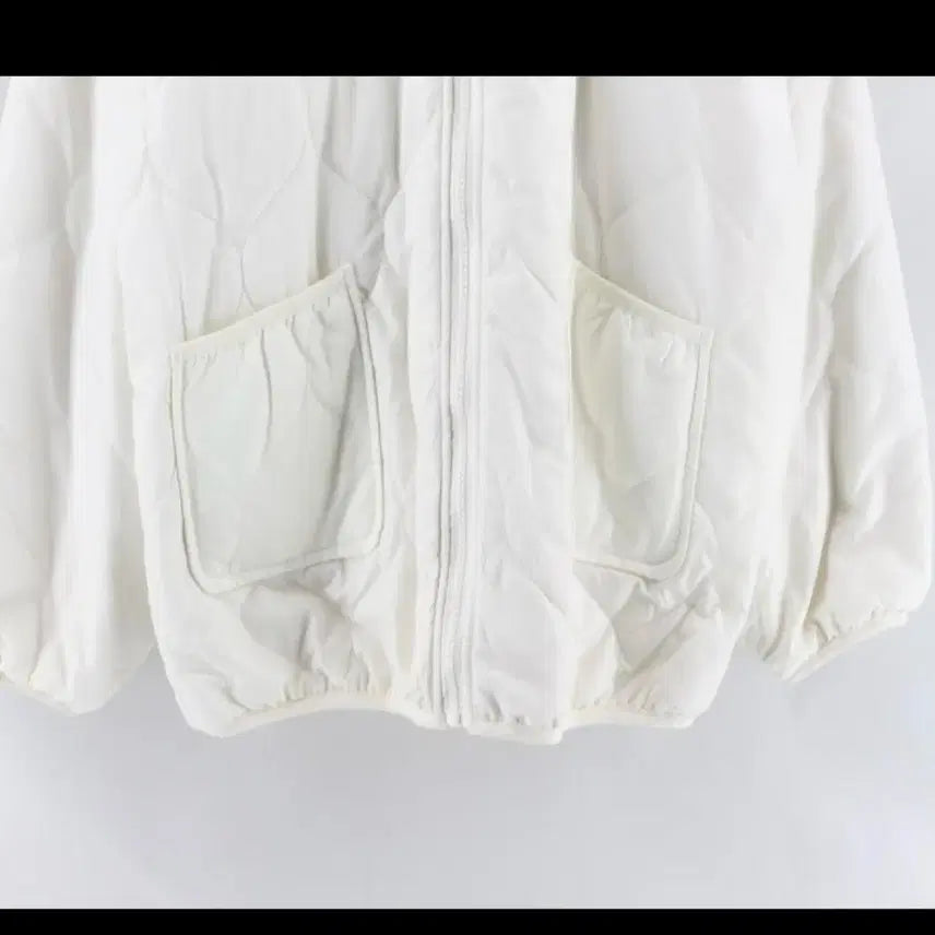 [BUNJANG] White Short Padded Quilted Jacket / 화이트 숏패딩 경량 퀄팅 퍼 안감 자켓