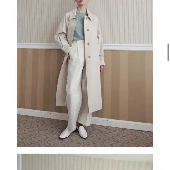 [BUNJANG] LOEIL Pinstuck Semi Wide Cotton Pants / [새상품] LOEIL 로에일 핀턱 세미 와이드 코튼 팬츠 크림 S사이즈