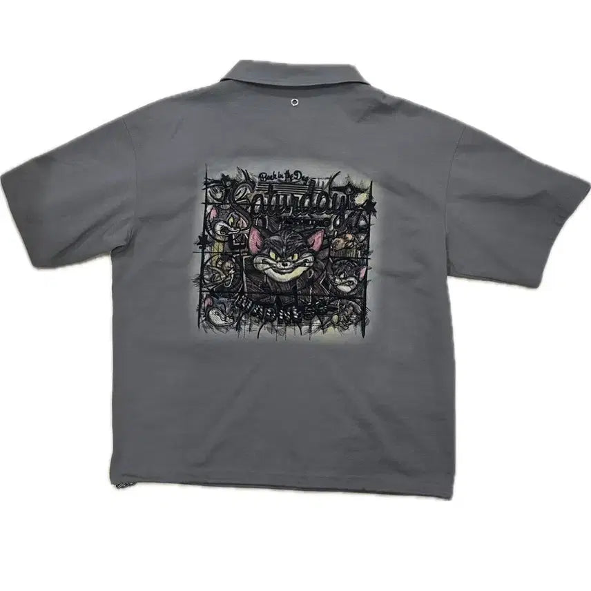 [SOLD OUT] 송지오 워너브라더스 톰과 제리 콜라보 - 하프집업 카라 티셔츠 46사이즈