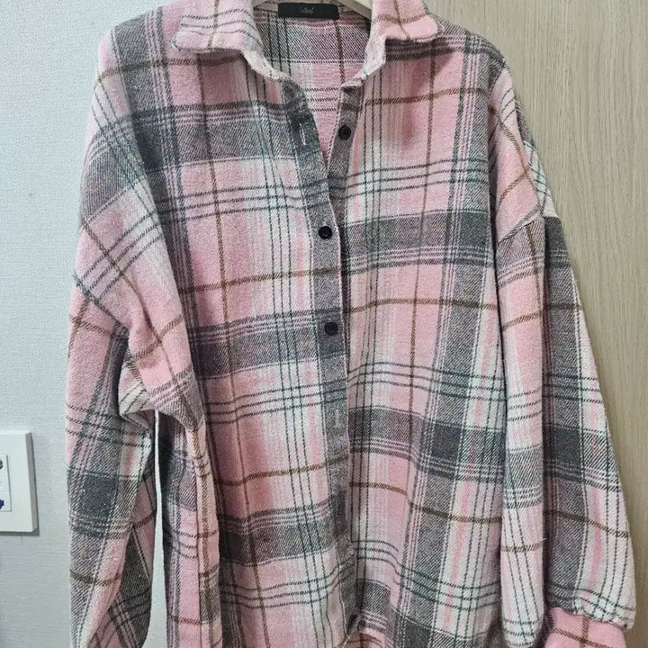 [BUNJANG] LeShop Pink Checkered Shirt / 르샵 핑크 체크 남방 셔츠