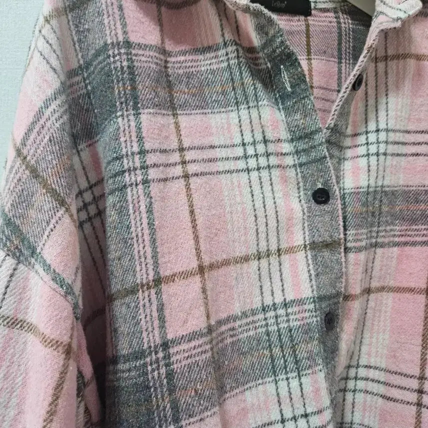 [BUNJANG] LeShop Pink Checkered Shirt / 르샵 핑크 체크 남방 셔츠