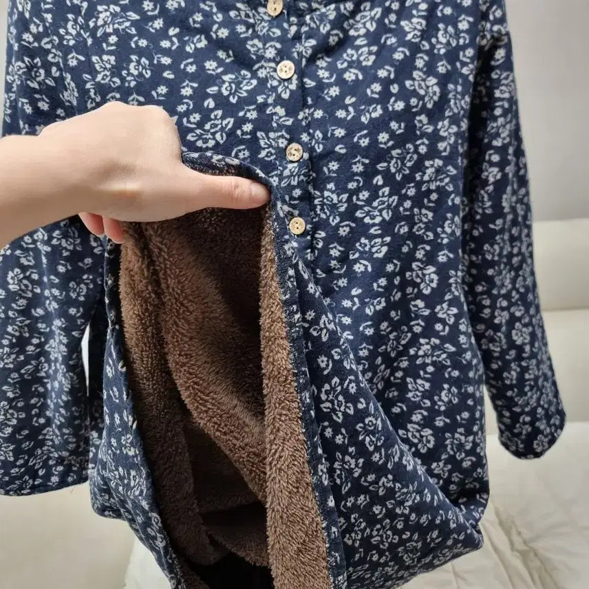 [BUNJANG] Floral Long Winter Dress / 털기모 안감의 두꺼운 겨울 꽃무늬 롱 원피스