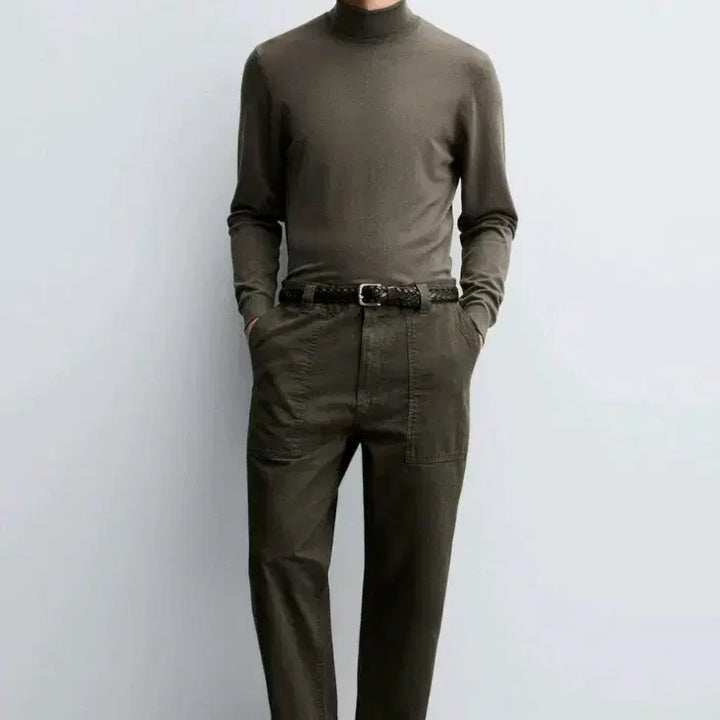 [BUNJANG] ZARA Basic High-Neck Sweater Khaki Knit / M) 자라 25fw 베이직 하이넥 스웨터 카키색 니트 0304 320