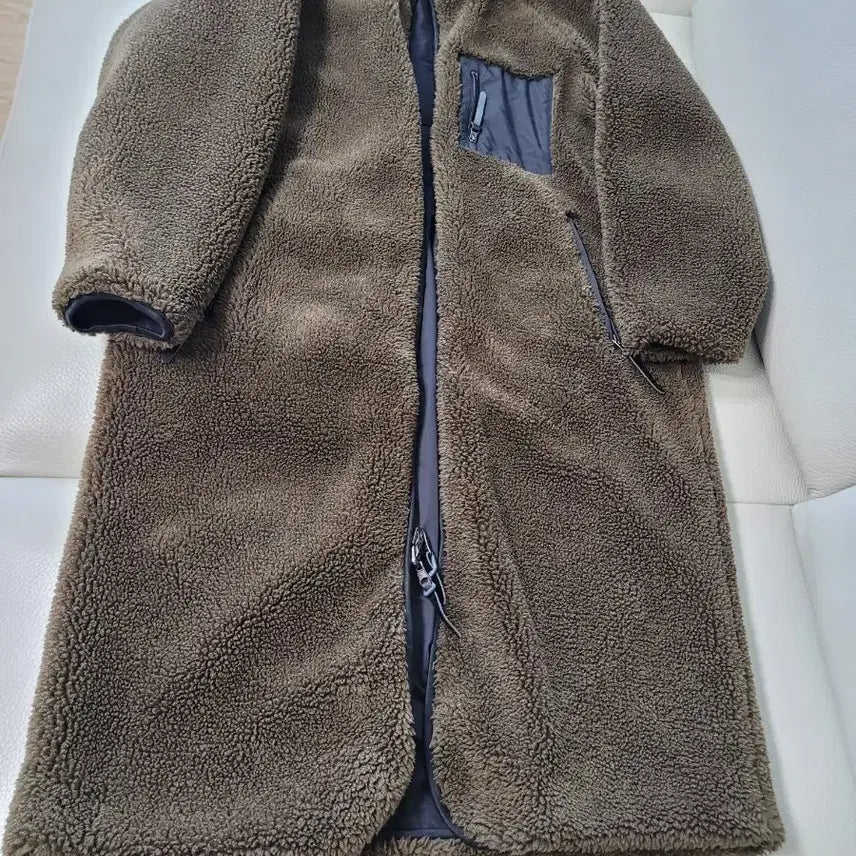 [BUNJANG] Unbranded Reversible Long Fleece Coat Jacket / 카키,블랙 양면 롱뽀글이 양털 코트 자켓