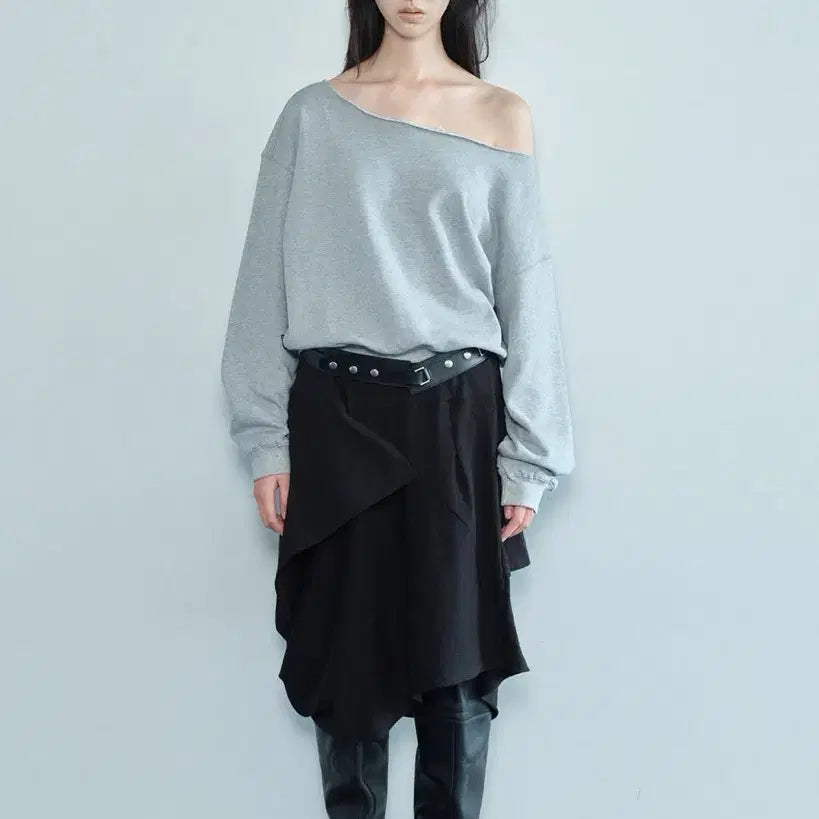 [BUNJANG] 세릭 드레이프 스커트 블랙 SLASHED DRAPE SKIRT/BLACK / 세릭 드레이프 스커트 블랙 SLASHED DRAPE SKIRT/BLACK