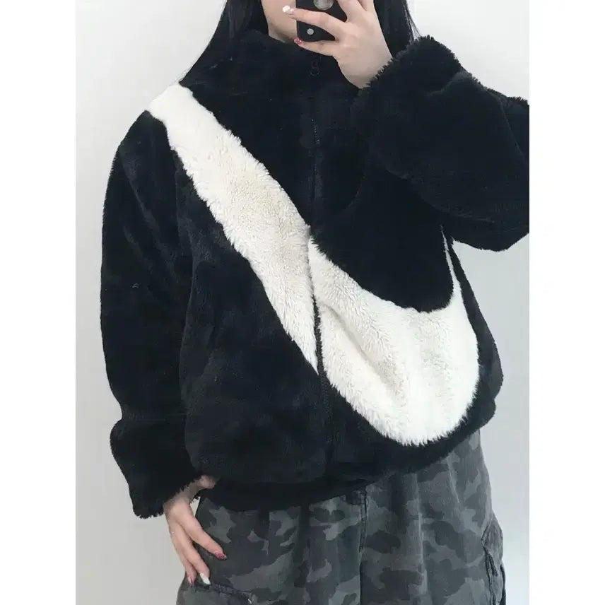 [BUNJANG] Nike Big Swoosh Fur Jacket M / 나이키 빅스우시 퍼 자켓 M