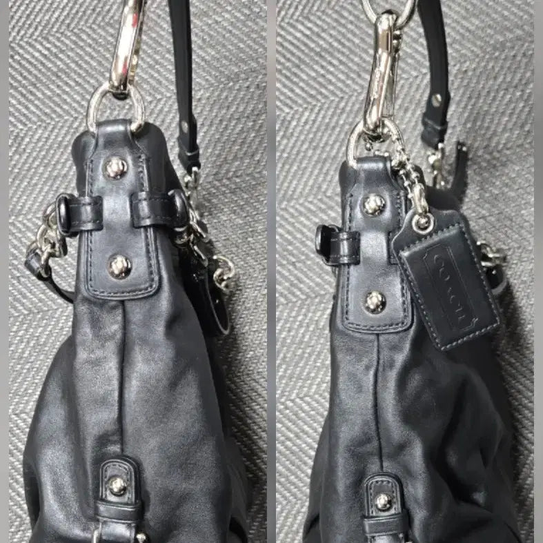 [BUNJANG] Coach Black Leather Tote Bag Shoulder Bag / 코치 COACH 토트백 숄더백