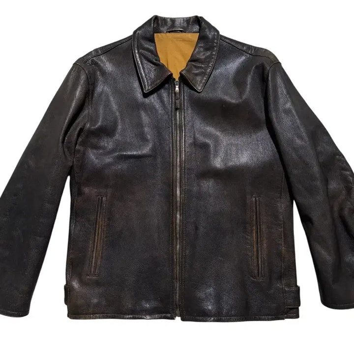 [BUNJANG] Mvio Goat Skin Leather Jacket / 엠비오 고트 스킨 레더 자켓
