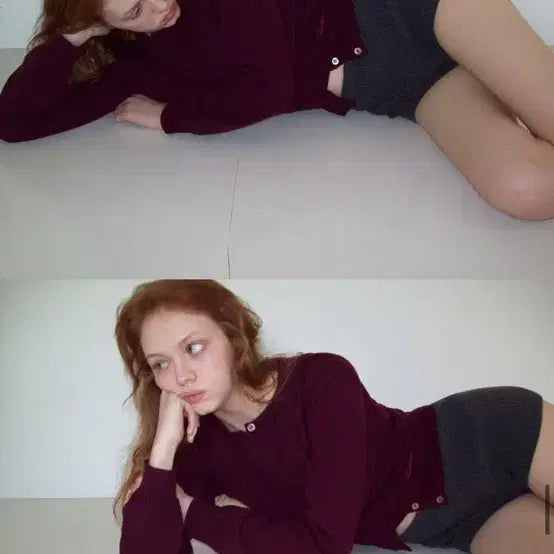 [BUNJANG] Smooth Mood Grape Burgundy Cardigan / 스무드무드 그레이프 버건디 가디건