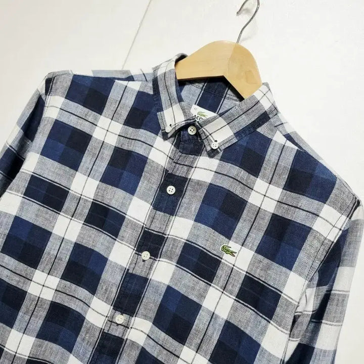[BUNJANG] Lacoste Linen Multi Check Long Sleeve Shirt / 남성 라코스테 린넨 마 멀티 체크 긴팔 남방 셔츠