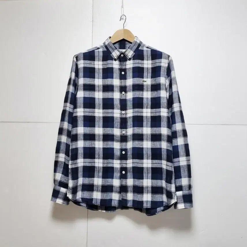 [BUNJANG] Lacoste Linen Multi Check Long Sleeve Shirt / 남성 라코스테 린넨 마 멀티 체크 긴팔 남방 셔츠
