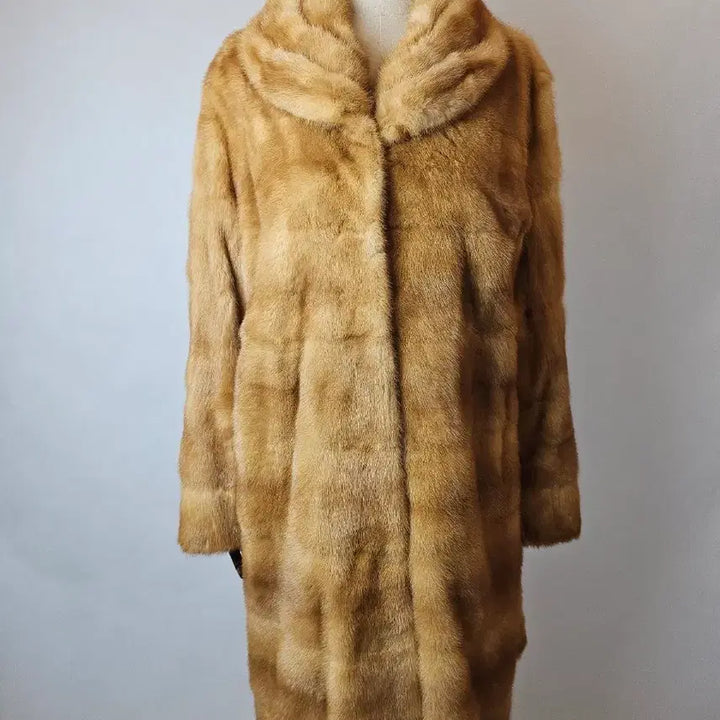 [BUNJANG] Yellow Full Skin Mink Long Coat / 역시즌초특가 고급의류전문 노란색 밝은컬러 둥근라운드 풀스킨 멕시롱밍크코트