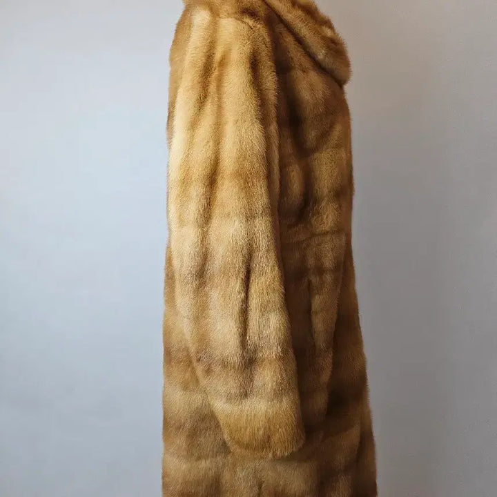 [BUNJANG] Yellow Full Skin Mink Long Coat / 역시즌초특가 고급의류전문 노란색 밝은컬러 둥근라운드 풀스킨 멕시롱밍크코트