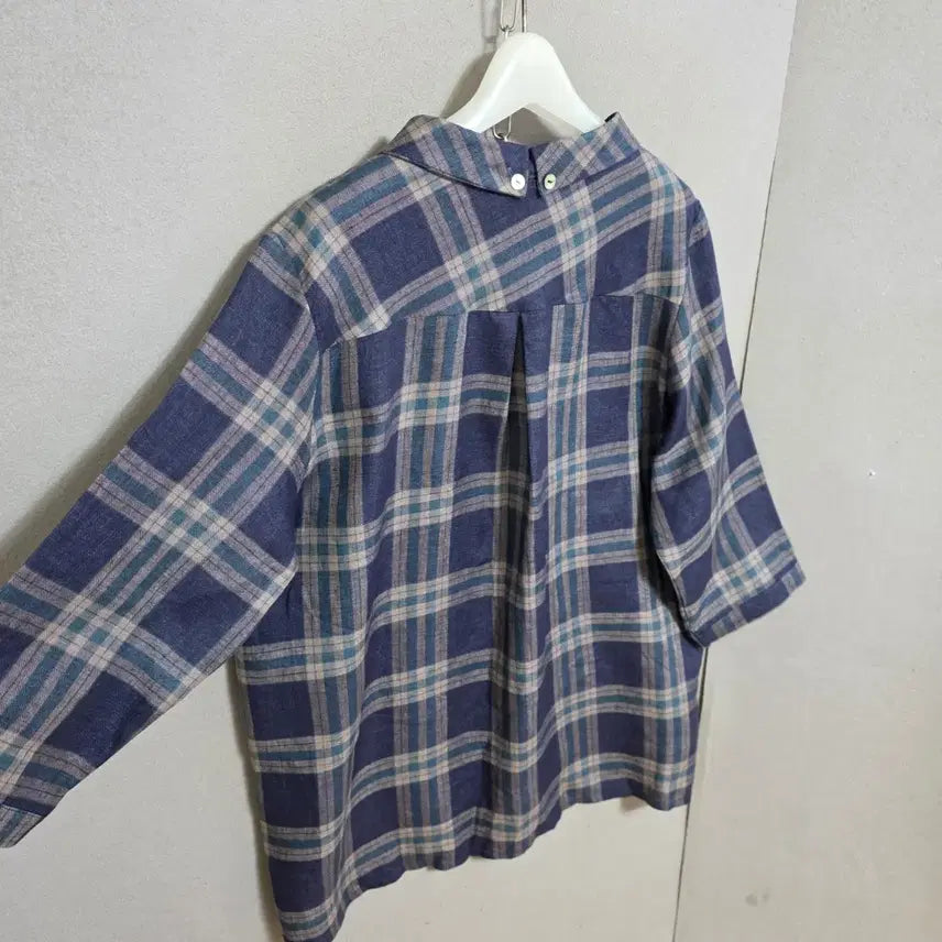 [SOLD OUT] 블루체크 린넨 블라우스 FF  n2314