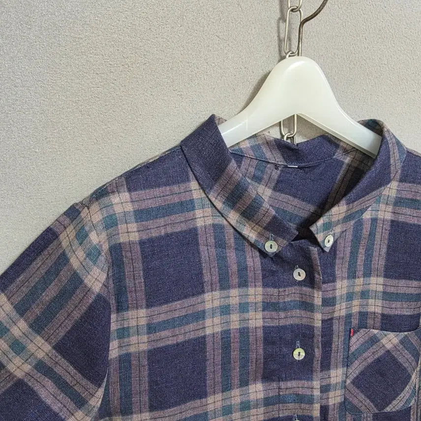 [SOLD OUT] 블루체크 린넨 블라우스 FF  n2314