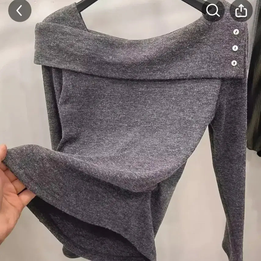 [BUNJANG] Generic Off-Shoulder Gray Knit Top / [새상품] 여성의류 판매합니다.