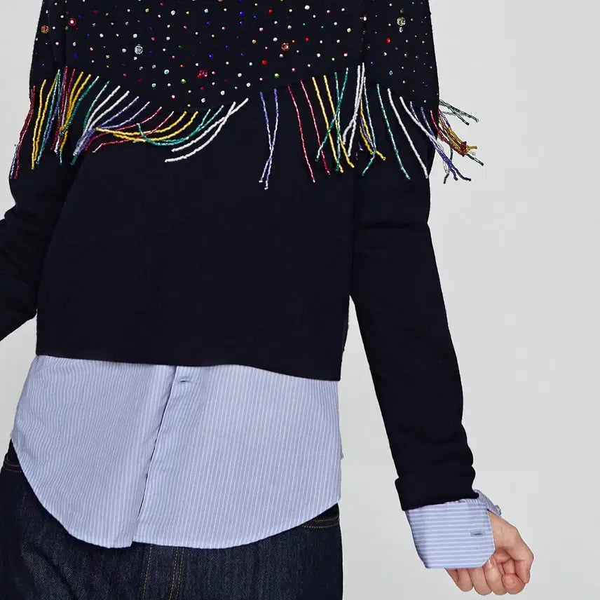[BUNJANG] ZARA Beaded Fringe Sweater / [ZARA]자라 비즈 프린지 스웨터