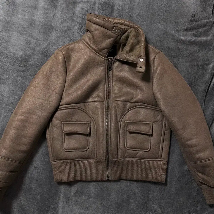 [BUNJANG] Vintage Brown Mustang Short Jacket / 빈티지 브라운 무스탕 숏 자켓