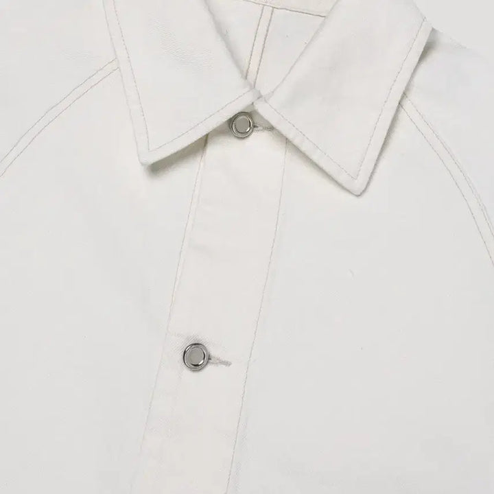 [BUNJANG] ETHOS Oversized White Denim Jacket / ETHOS 에토스 오버사이즈 화이트 데님 자켓