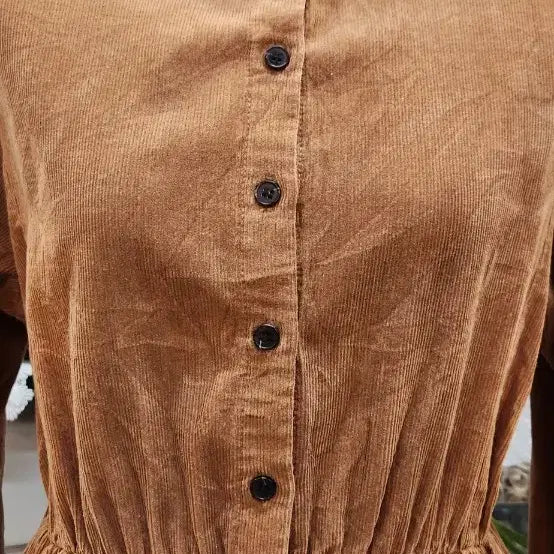 [BUNJANG] Milk Tea Corduroy Long Dress / MILK TEA 코듀로이 롱원피스 (55 66)