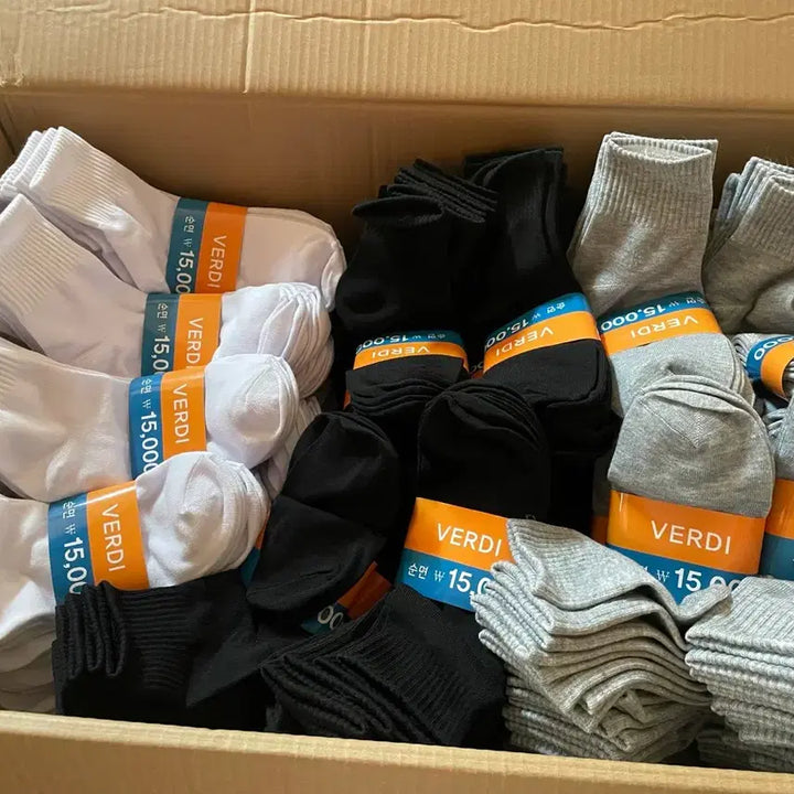 [BUNJANG] VERDI Socks Set (Black/White/Gray) / VERDI 삭스 양말 블랙/화이트/그레이 4개한세트