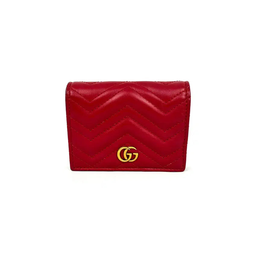 [BUNJANG] Gucci Red GG Marmont Bi-fold Wallet / 구찌 레드 GG 마몽 반지갑 466492
