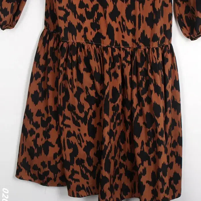 [BUNJANG] Leopard Balloon Long Dress / 여성66/ 레오파드 벌룬 롱 원피스 3-14