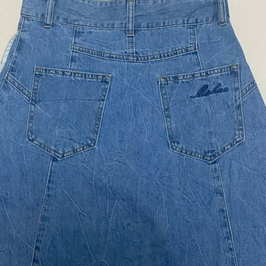 [BUNJANG] Missa Denim Two-Piece Set / 미샤 데님 반팔 셔츠 블라우스+롱스커트