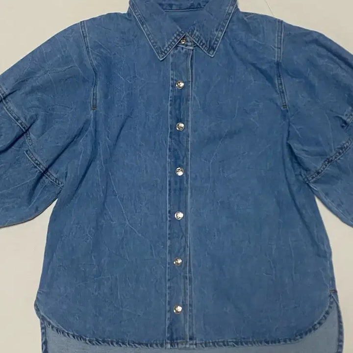 [BUNJANG] Missa Denim Two-Piece Set / 미샤 데님 반팔 셔츠 블라우스+롱스커트