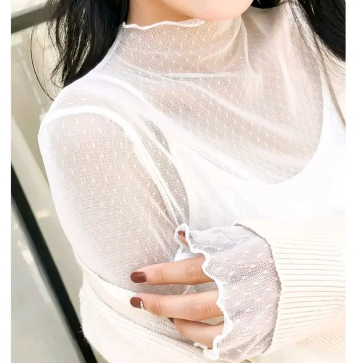 [BUNJANG] Sheer Mesh Blouse Set / [새상품] 2장 일괄 시스루 망사 블라우스 티셔츠 2개 세트