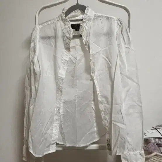 [BUNJANG] Polo Frill Blouse / 폴로 프릴 셔츠 블라우스