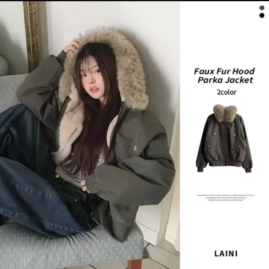 [BUNJANG] Fur Hooded Parka Jacket / 퍼 후드 파카 자켓