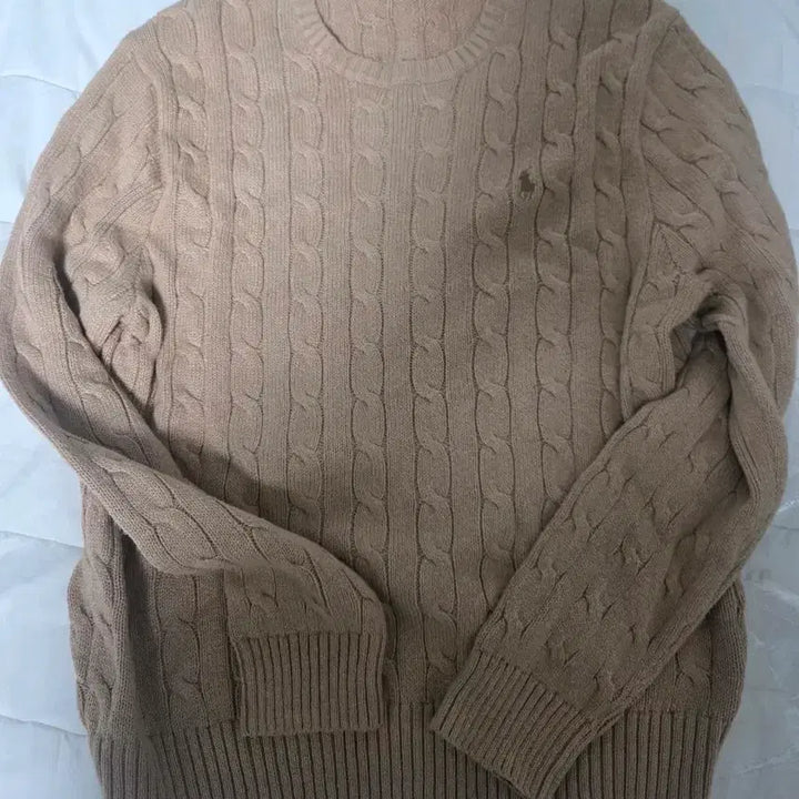 [BUNJANG] Polo Ralph Lauren Cable Knit Beige Sweater / 폴로 랄프로렌 케이블 니트 베이지