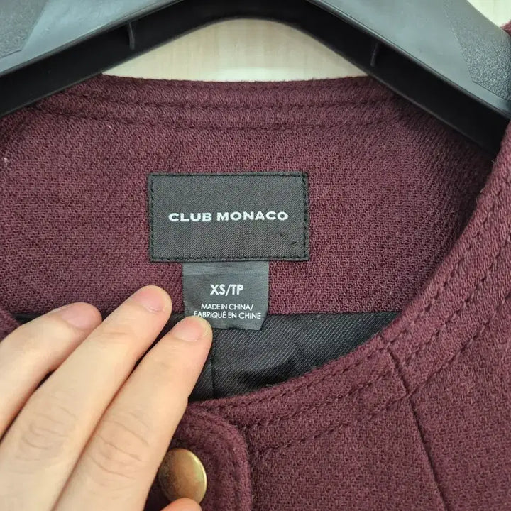 [BUNJANG] Club Monaco Wool Jacket / 클럽모나코 가죽소매 버건디 울자켓