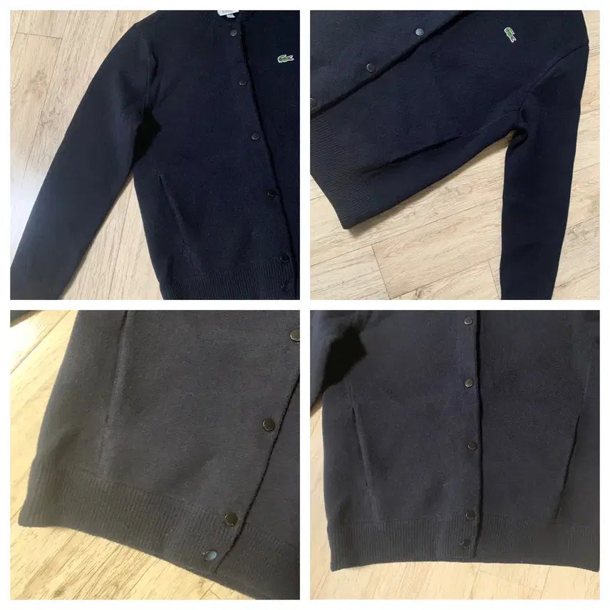 [BUNJANG] Lacoste Live Unisex Knit Bomber Jacket Navy/Grey / 라코스테 라이브 유니섹 모니트블루종 자켓