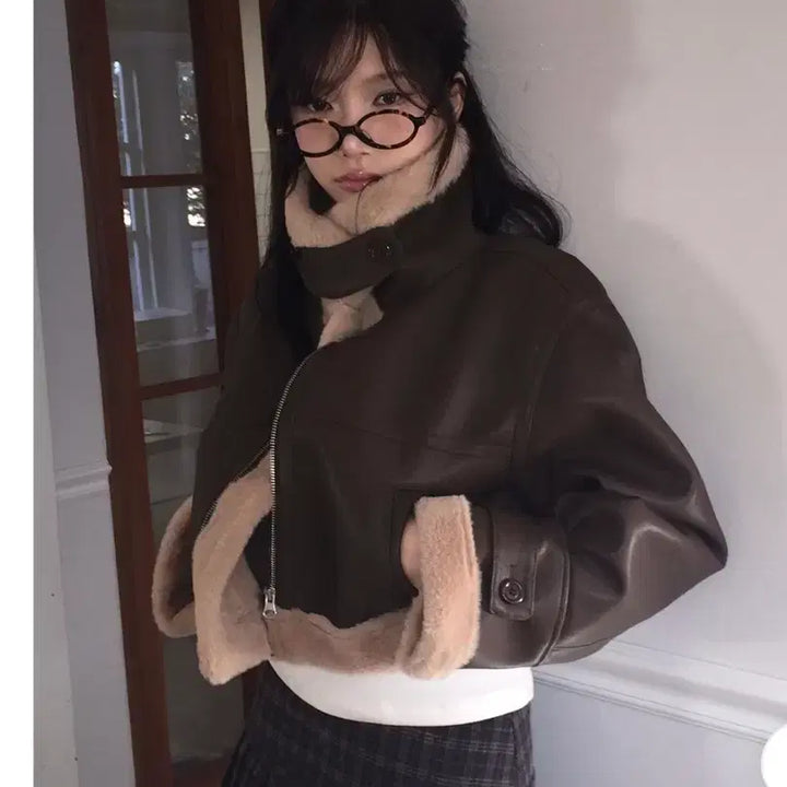 [BUNJANG] ModiMood Crop Mink Fur Mustang Brown / 모디무드 크롭 밍크 퍼 무스탕 브라운