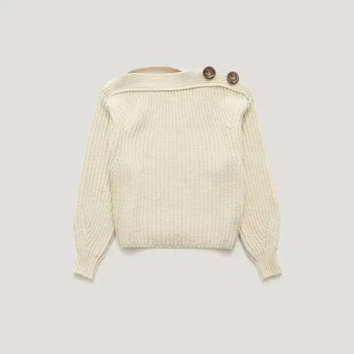 [BUNJANG] Parabang Button Off-Shoulder Knit / 파르벵 버튼 오프숄더 니트 판매해요