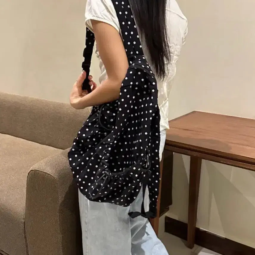 [BUNJANG] Polka Dot Backpack Black / 땡땡이 도트 백팩 블랙