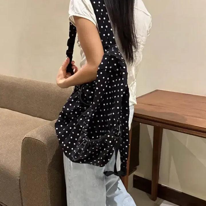 [BUNJANG] Polka Dot Backpack Black / 땡땡이 도트 백팩 블랙