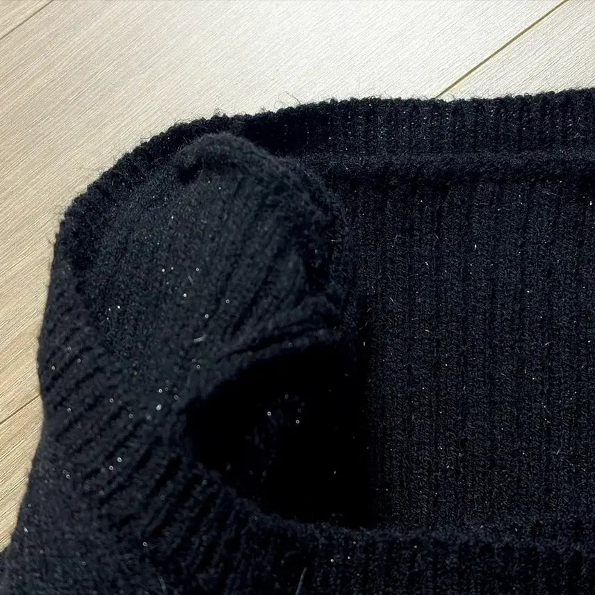 [BUNJANG] Free Size Glitter Knit Top / 소매 퍼 글리터 금장 니트 free (1회착용)