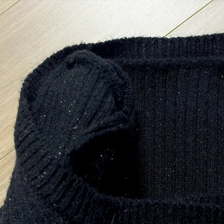 [BUNJANG] Free Size Glitter Knit Top / 소매 퍼 글리터 금장 니트 free (1회착용)