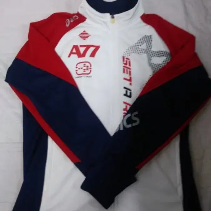 [BUNJANG] Asics A77 Track Jacket White/Navy/Red / 아식스 A77 트랙 자켓 화이트/네이비/레드(100~105)